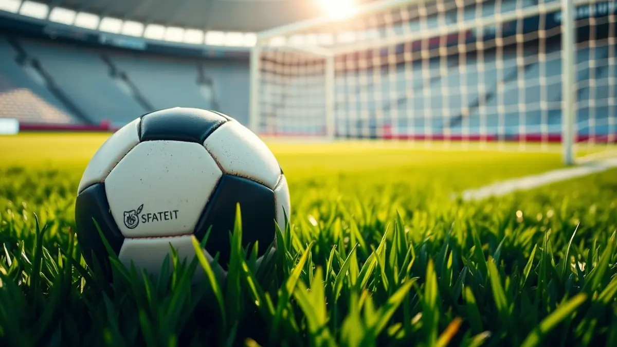 Imagen genérica de un balón de fútbol en el césped de un estadio.