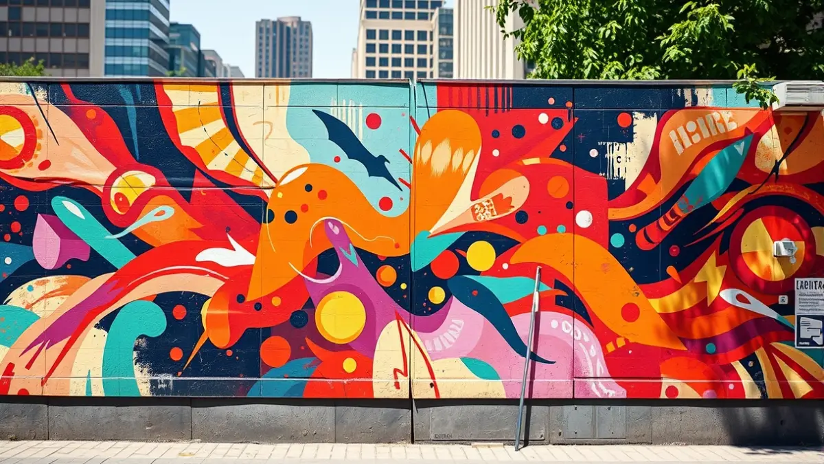 Abstract mural in Almería's Plaza de Abastos