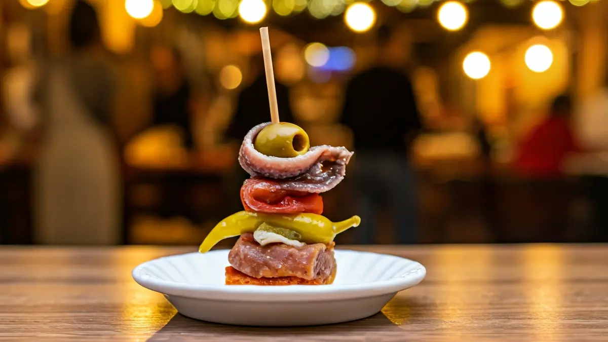 Image of a gilda, one of the dishes to be offered at the Montilla-Moriles Wine Tasting.