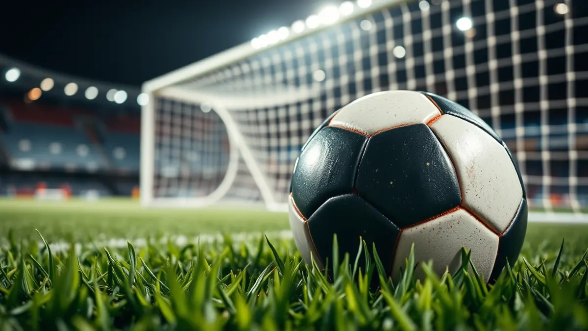 Generic image of a soccer ball on a stadium pitch.