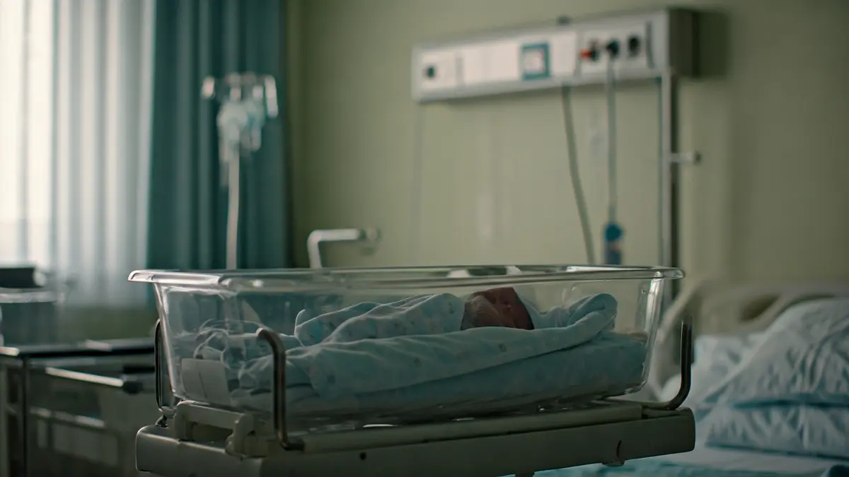 Imagen de un bebé recién nacido en una incubadora en un hospital.