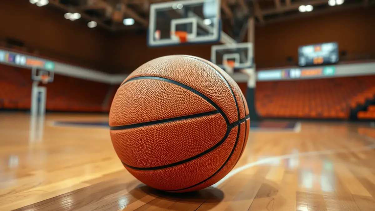 Generic image of a basketball on a court.