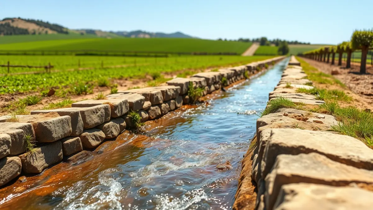 Imagen de regadíos tradicionales en un paisaje andaluz.