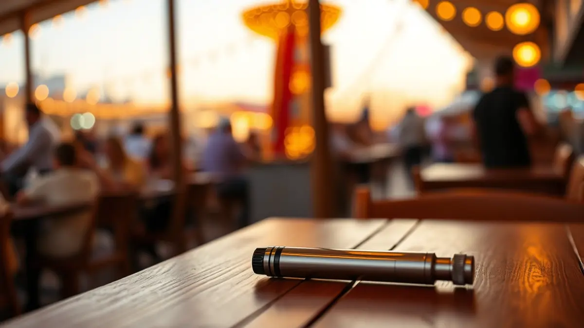 Imagen de un cigarrillo electrónico en el interior de una caseta de la Feria de Abril de Sevilla.