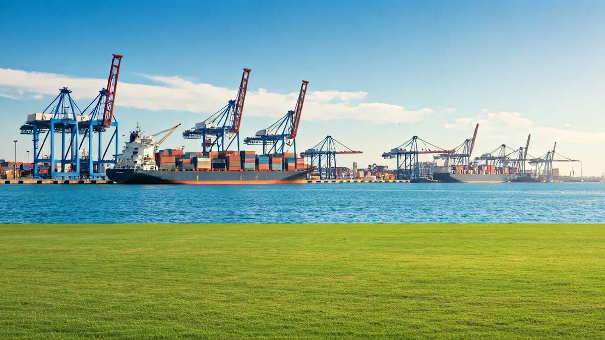 Imagen del Puerto de Algeciras con un enfoque en la integración urbana y zonas verdes.