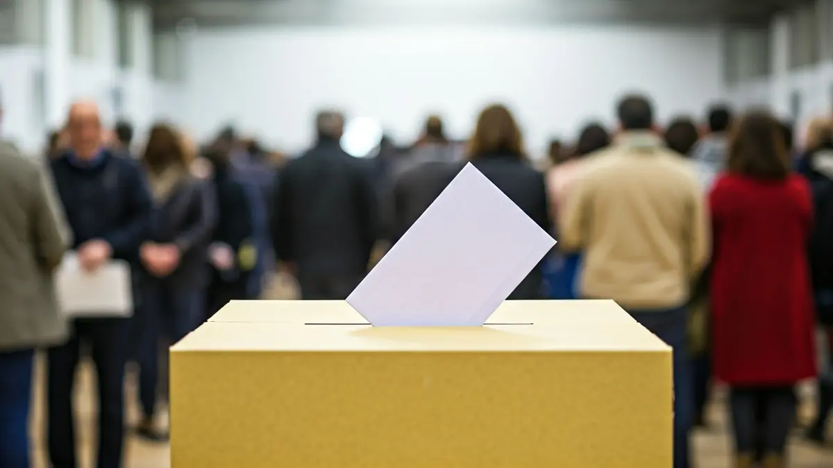 Generic image of a ballot box in a polling station.