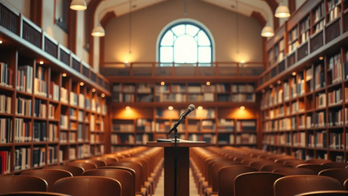 Imagen genérica de un ambiente de lectura o presentación de libros.