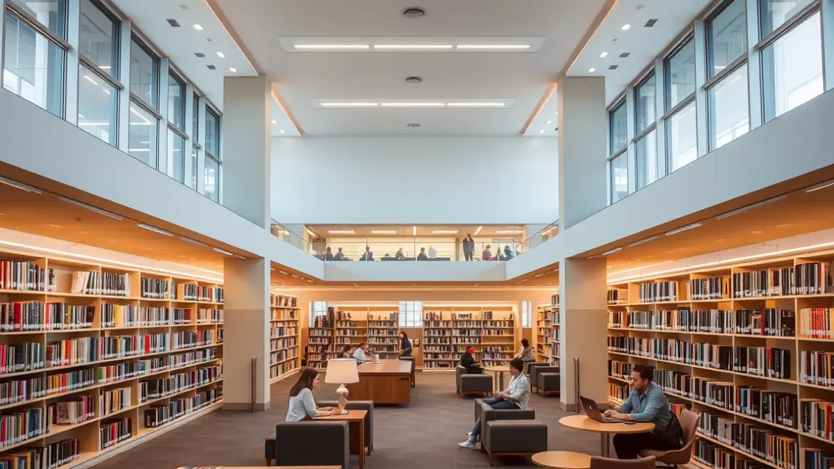 Generic image of a modern sociocultural space, such as a library or community center.