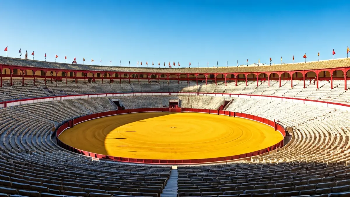 Generic image of an empty bullring under the Andalusian sun.