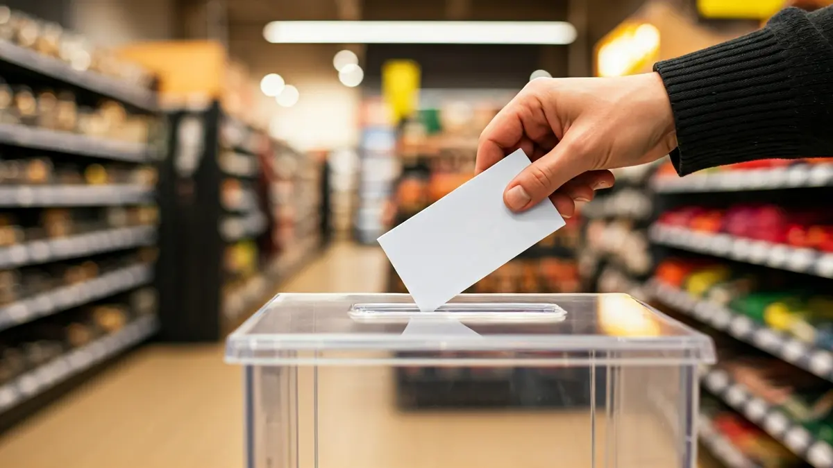 Imagen genérica de una mano depositando un ticket en una urna de sorteo.