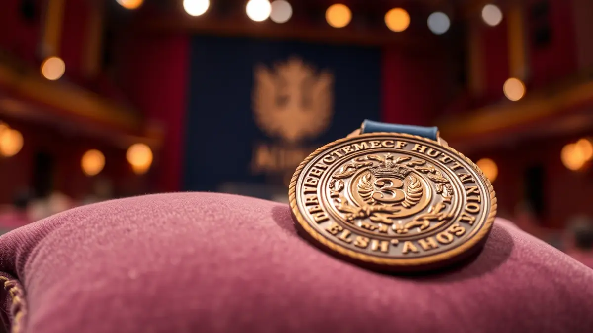 Imagen genérica de una medalla ceremonial sobre un cojín de terciopelo.