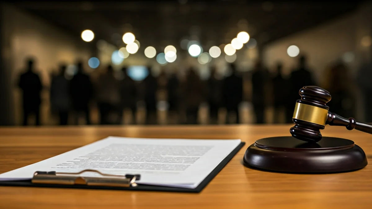 Imagen genérica de un documento legal y un mazo de juez sobre un escritorio.