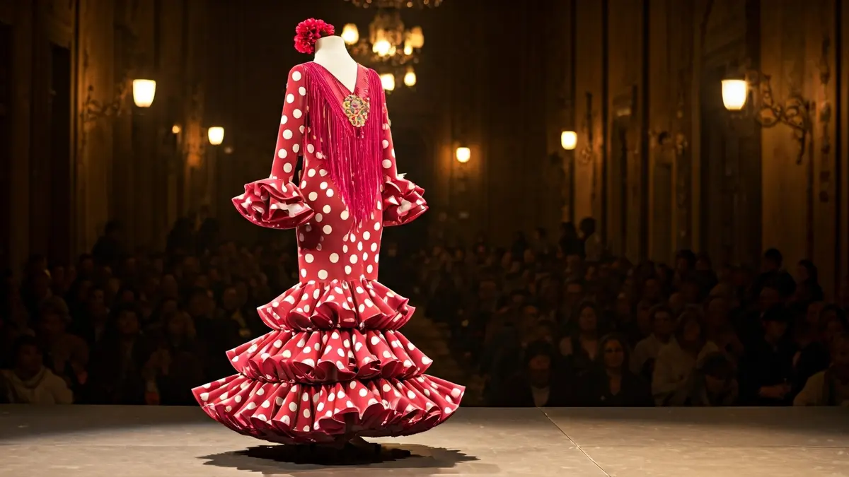 Imagen genérica de un vestido de flamenca en una pasarela.