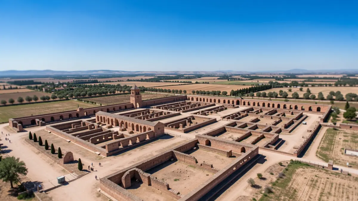 Aerial view of the Madinat al-Zahra archaeological site in Córdoba.