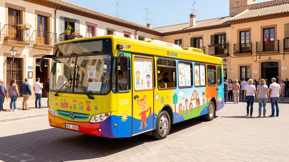 Autobús didáctico de la campaña 'Aprende a crecer con seguridad' en Almería.