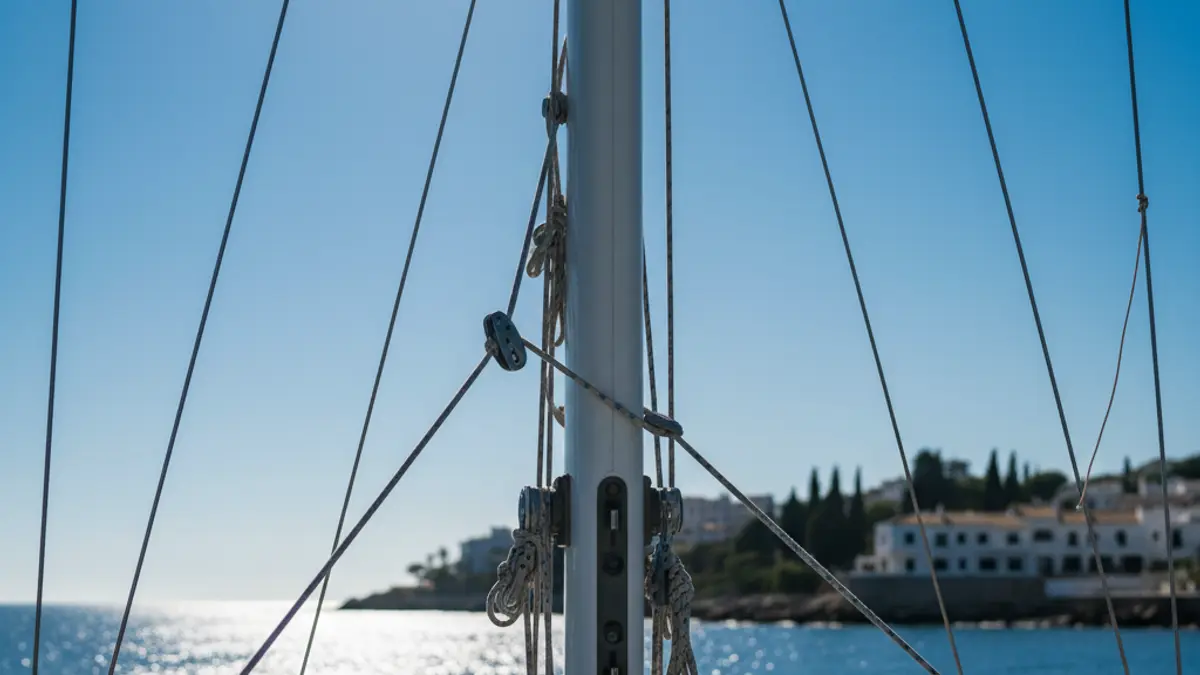 Generic image of a sailboat mast against a blue sky, symbolizing summer nautical courses.