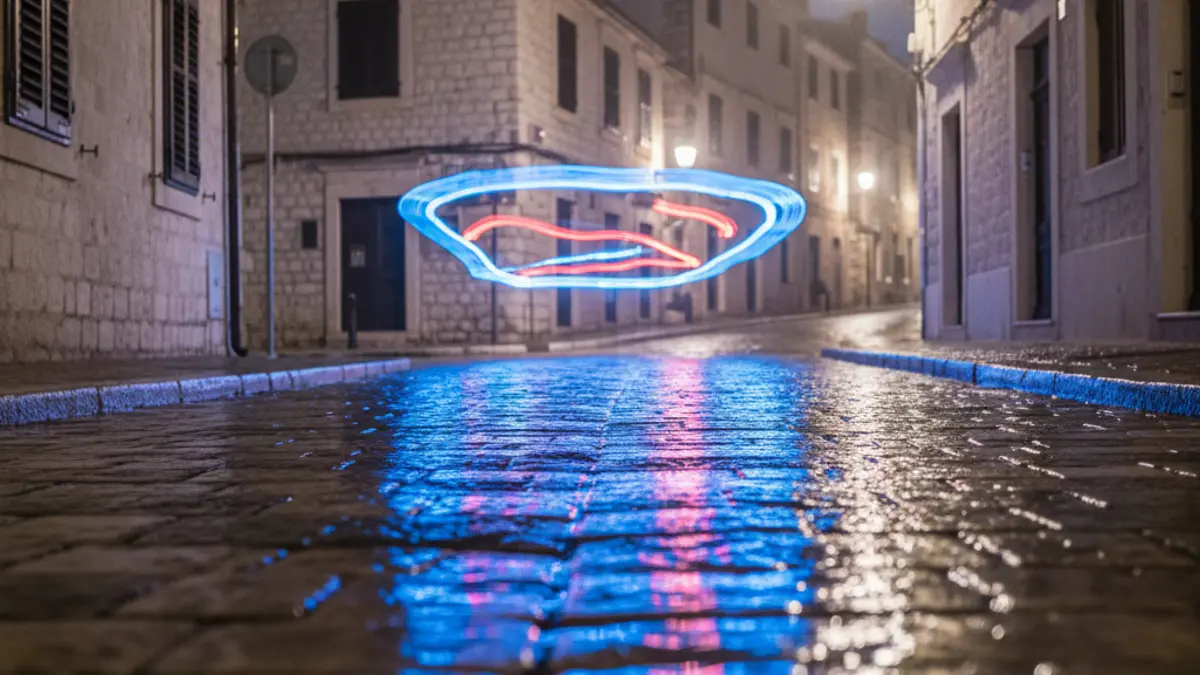 Generic image of emergency lights reflected on wet asphalt.