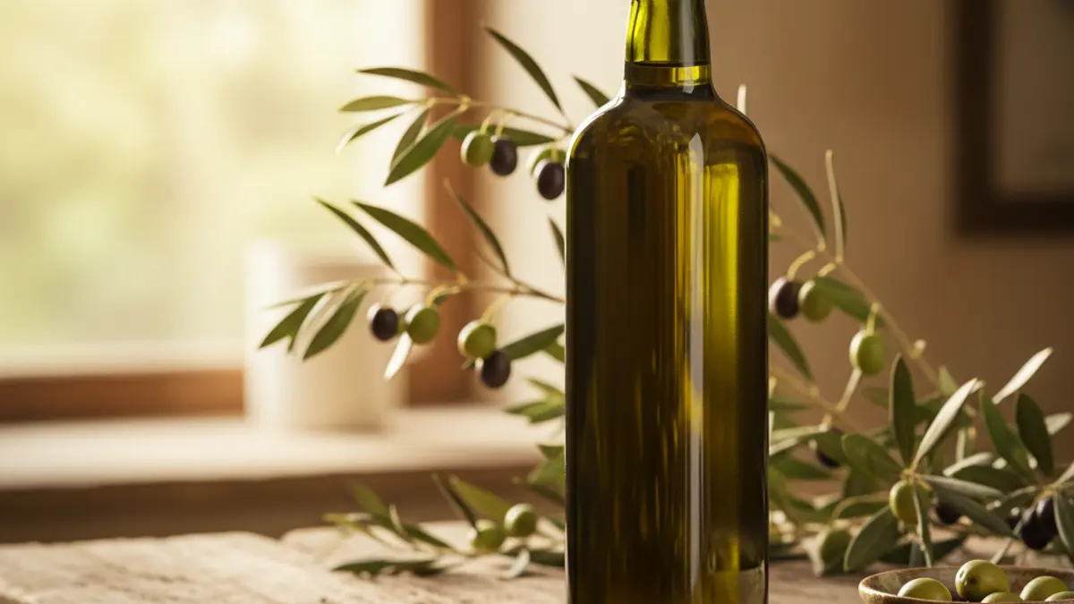 Imagen genérica de una botella de aceite de oliva virgen extra.