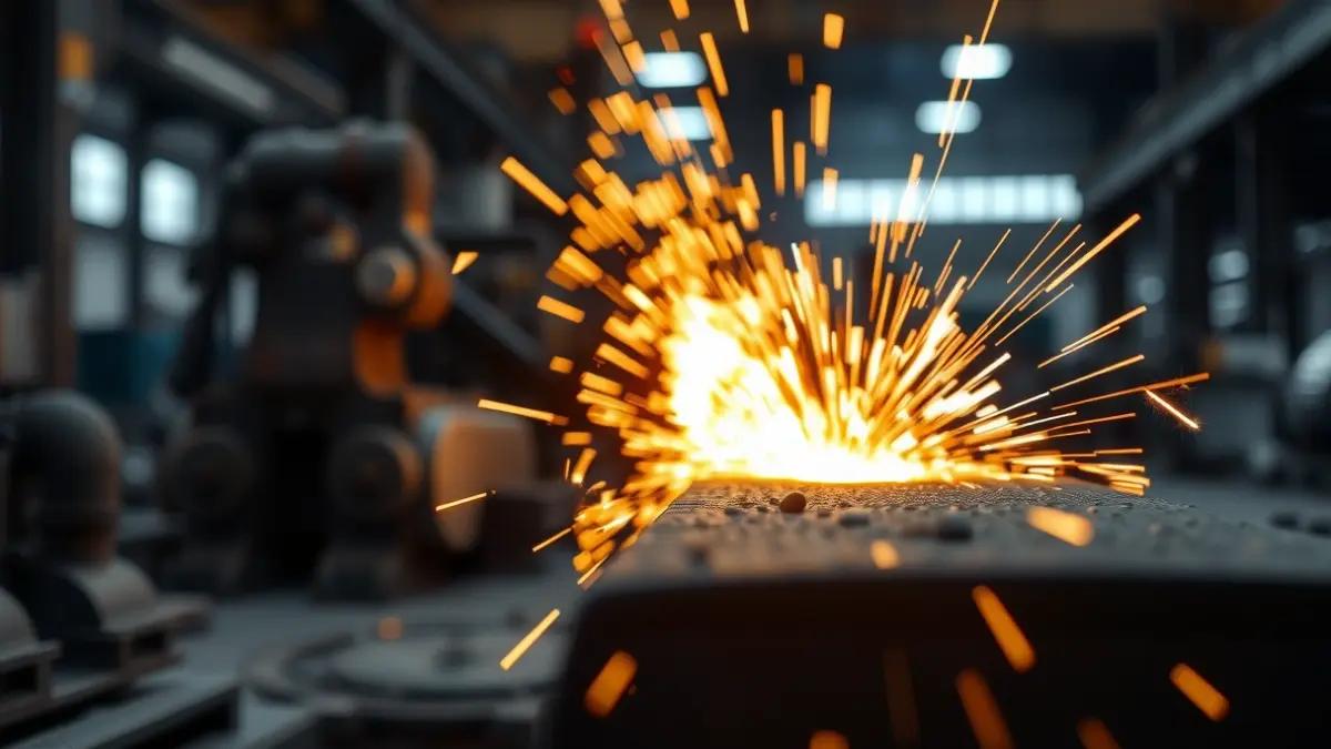 Generic image of a steel manufacturing process in an industrial plant.