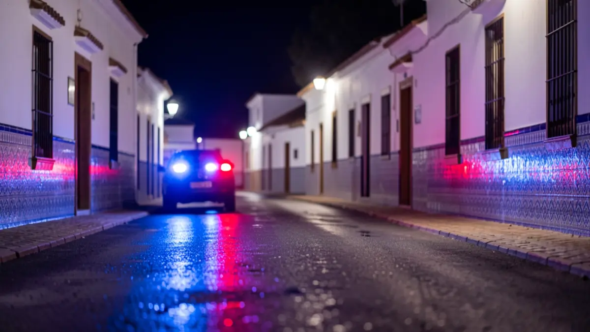 Generic image of police emergency lights reflecting on wet asphalt at night.