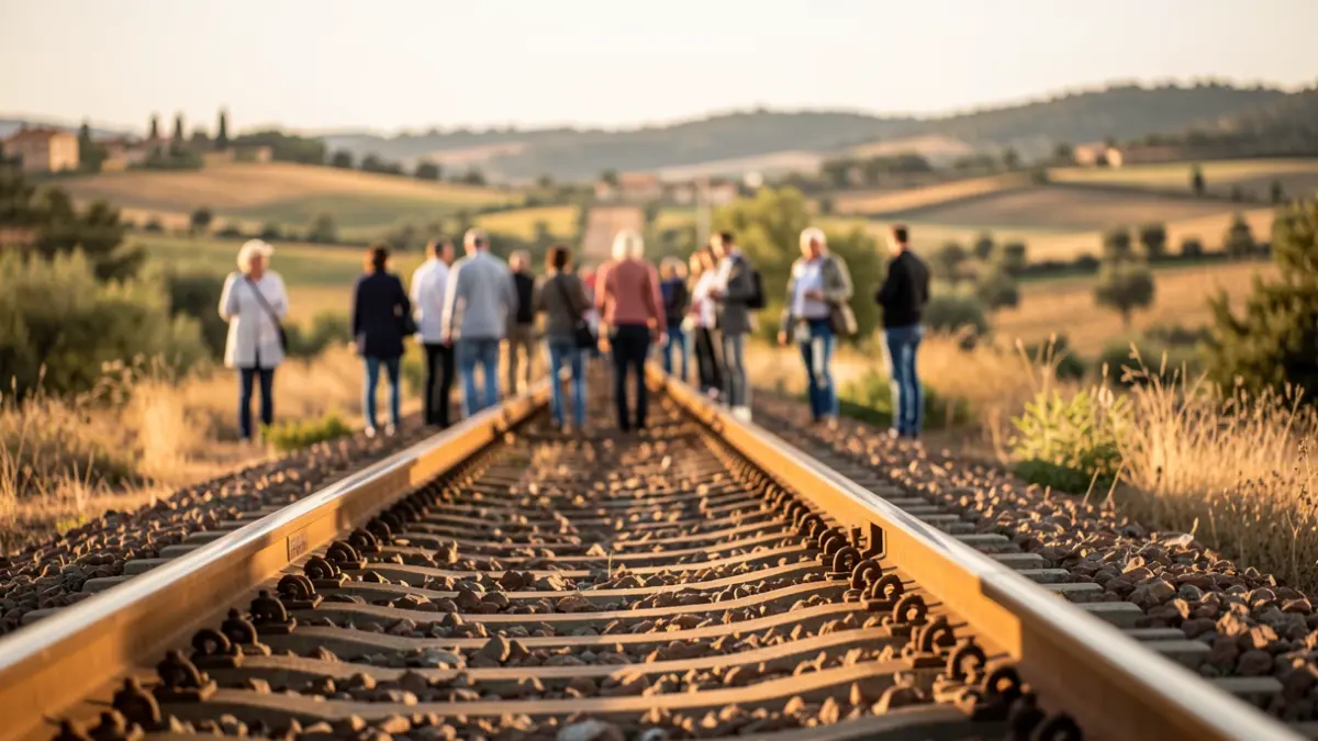 Generic image of a train track in Andalusia at sunset.