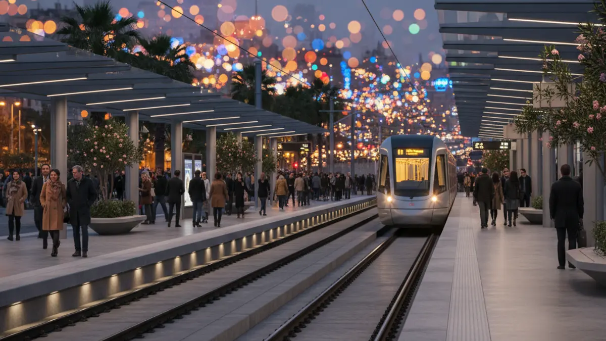 Imagen genérica de una estación de metro moderna al atardecer.