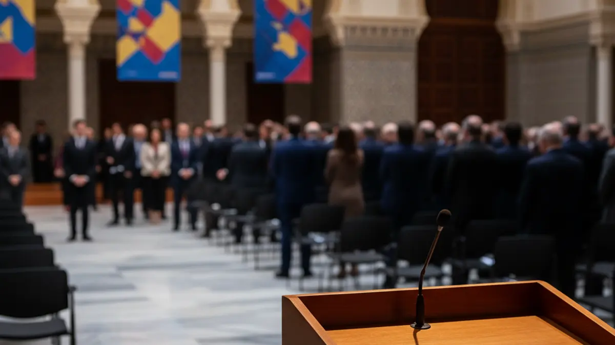 Imagen genérica de un micrófono en un atril, simbolizando un acto político o una declaración.