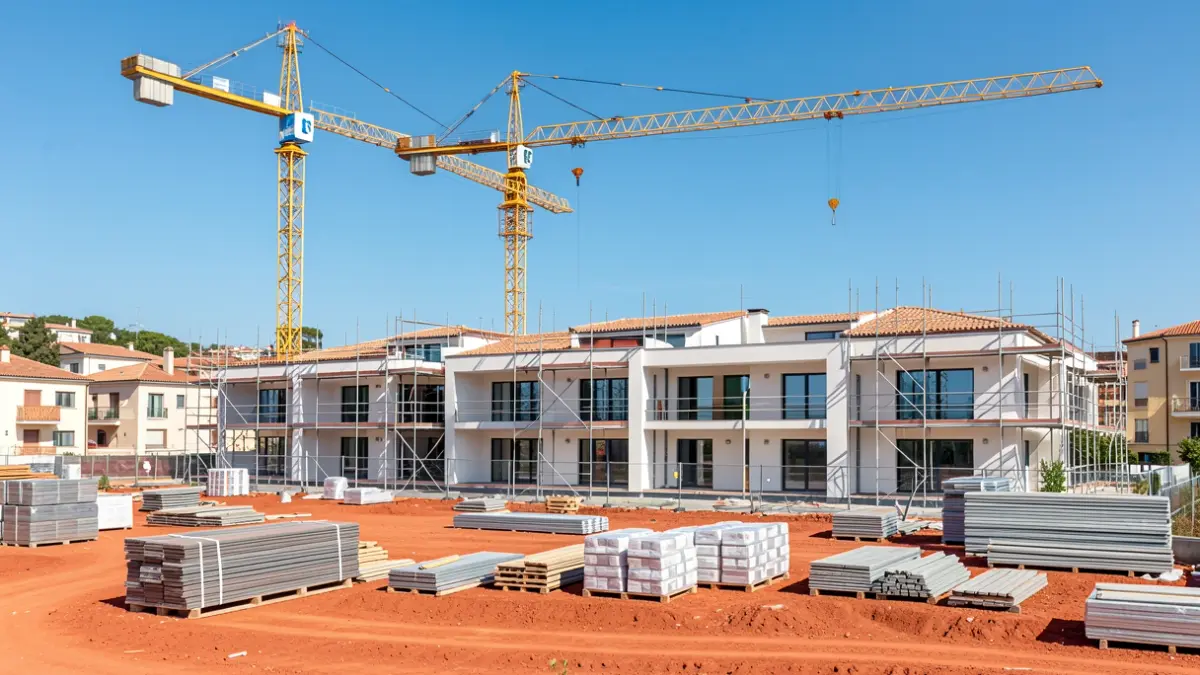 Obras de construcción de una nueva promoción residencial en el Distrito Z de Málaga.