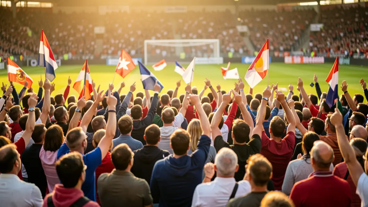 Generic image of football fans cheering in a stadium.