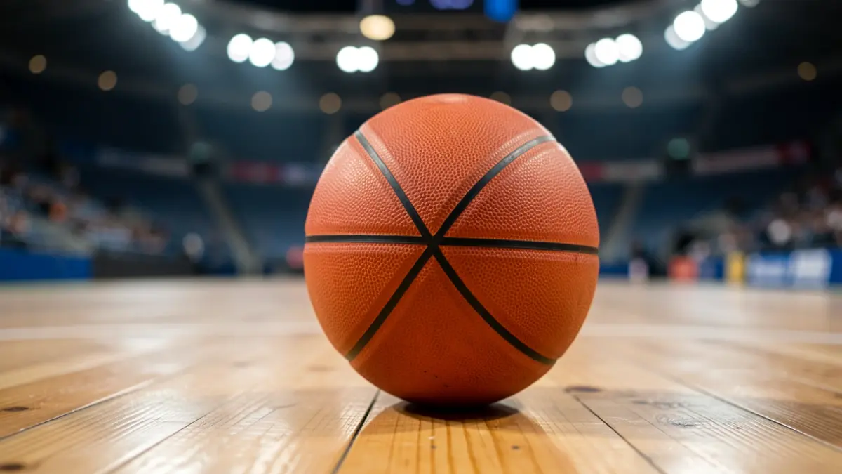 Generic image of a basketball on a court.