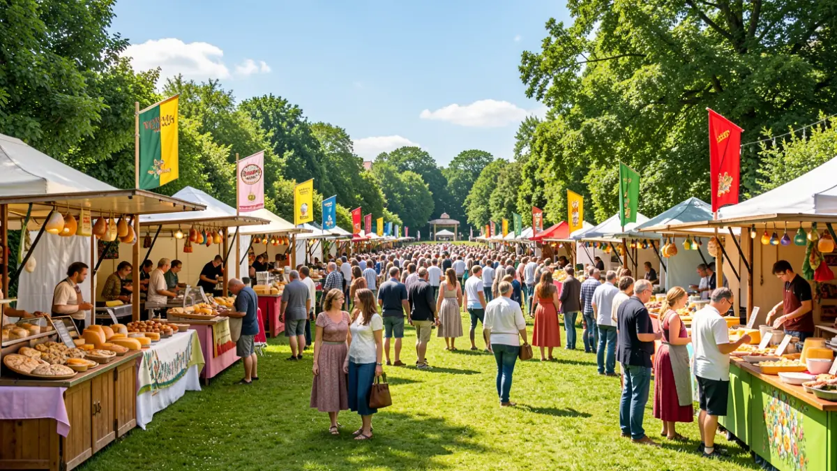 Generic image of an outdoor food festival in a park.