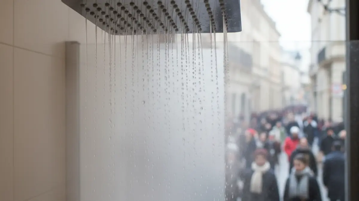 Imagen genérica de una ducha moderna con agua cayendo.