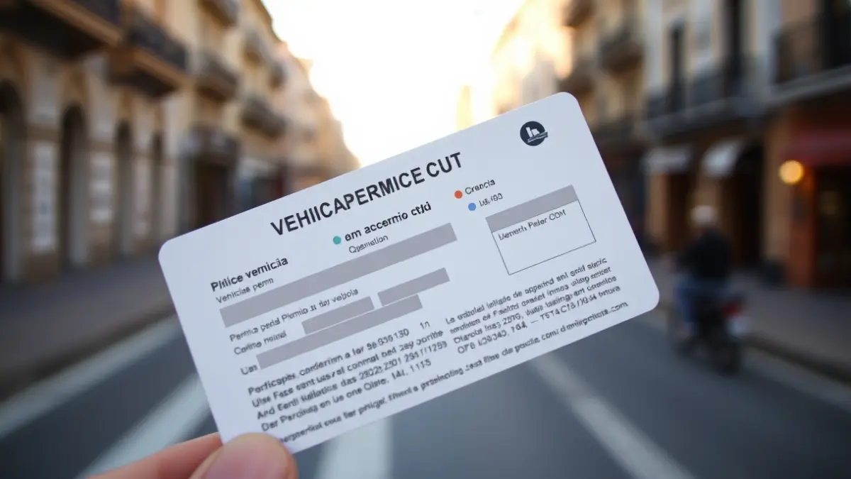 Imagen de un permiso de vehículo para residentes en Algeciras.