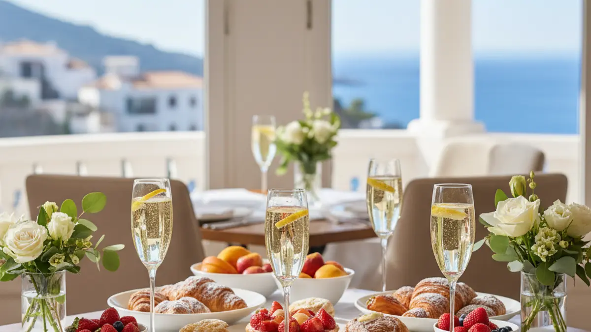 Generic image of an elegant brunch in a coastal setting.