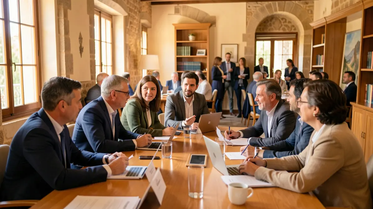 Imagen genérica de profesionales debatiendo en un evento en Andalucía.