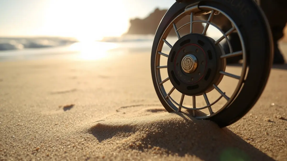 Imagen genérica de un detector de metales en la arena de una playa.