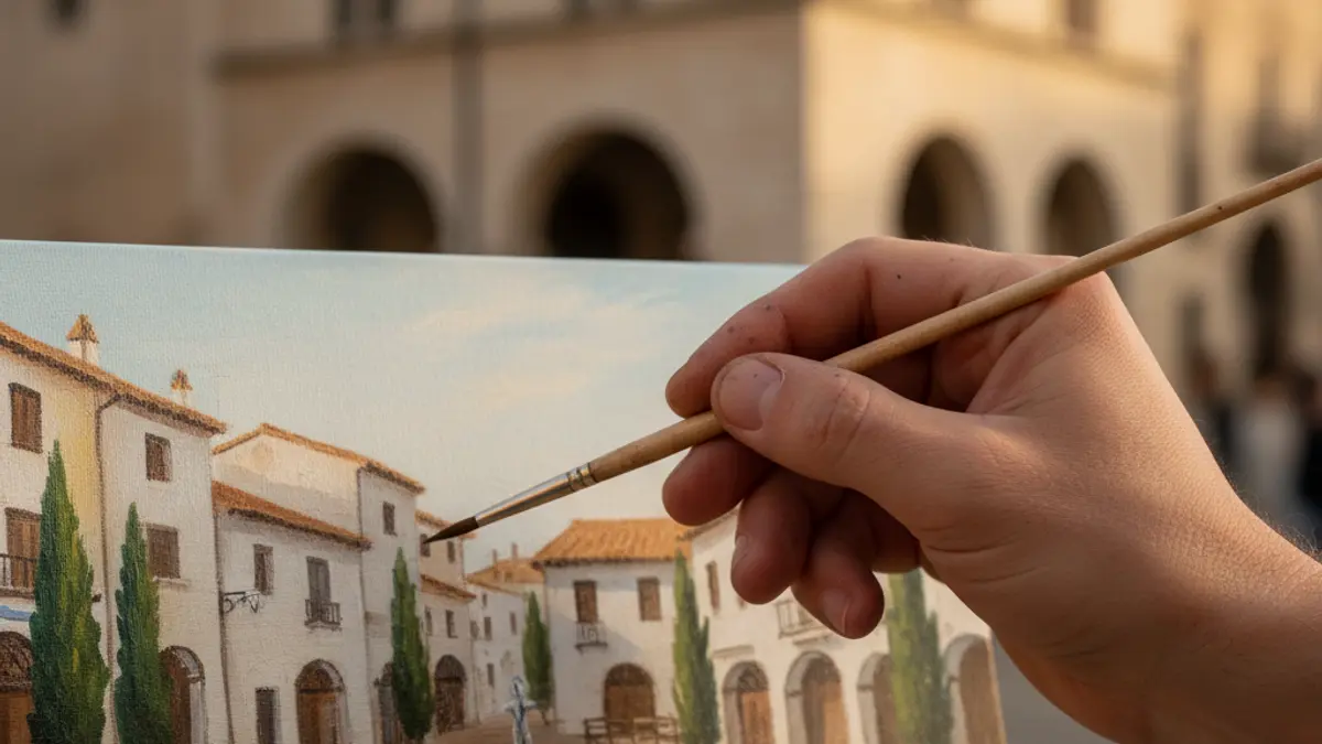 Generic image of an artist painting an urban landscape.
