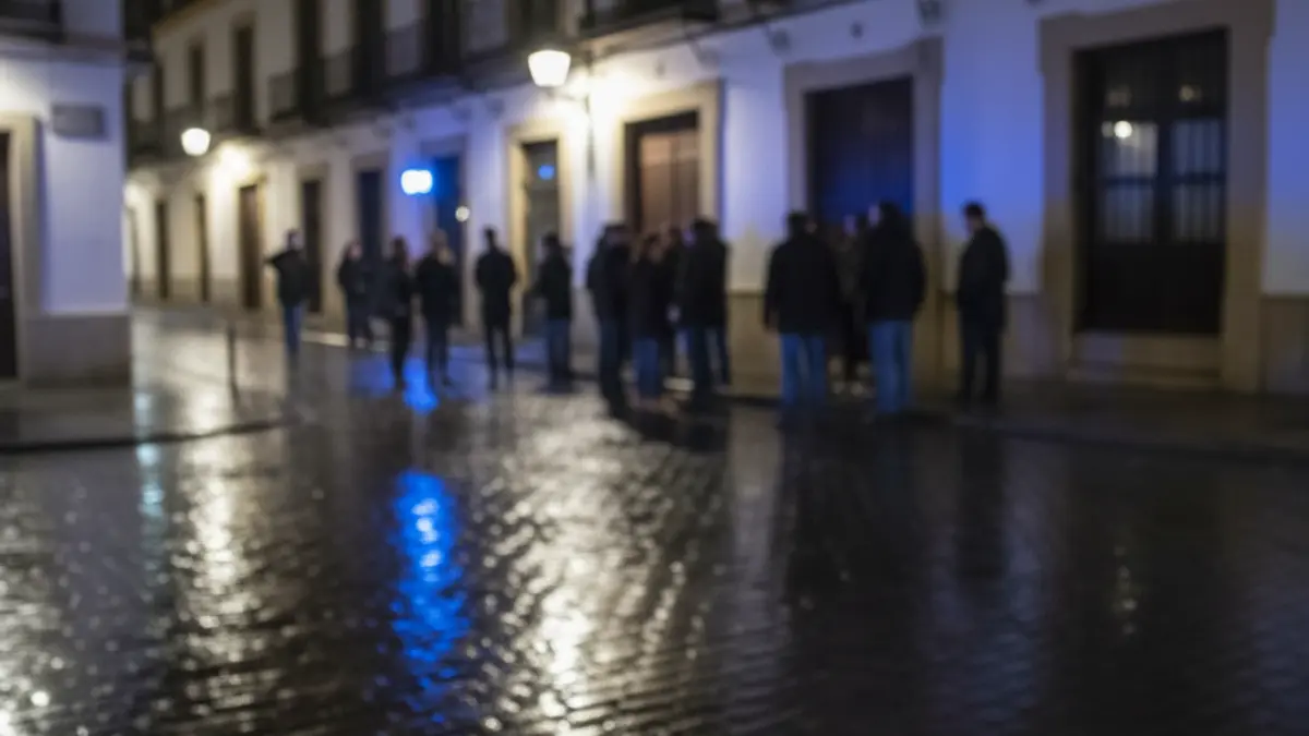 Imagen genérica de luces de emergencia reflejadas en una calle mojada por la noche.