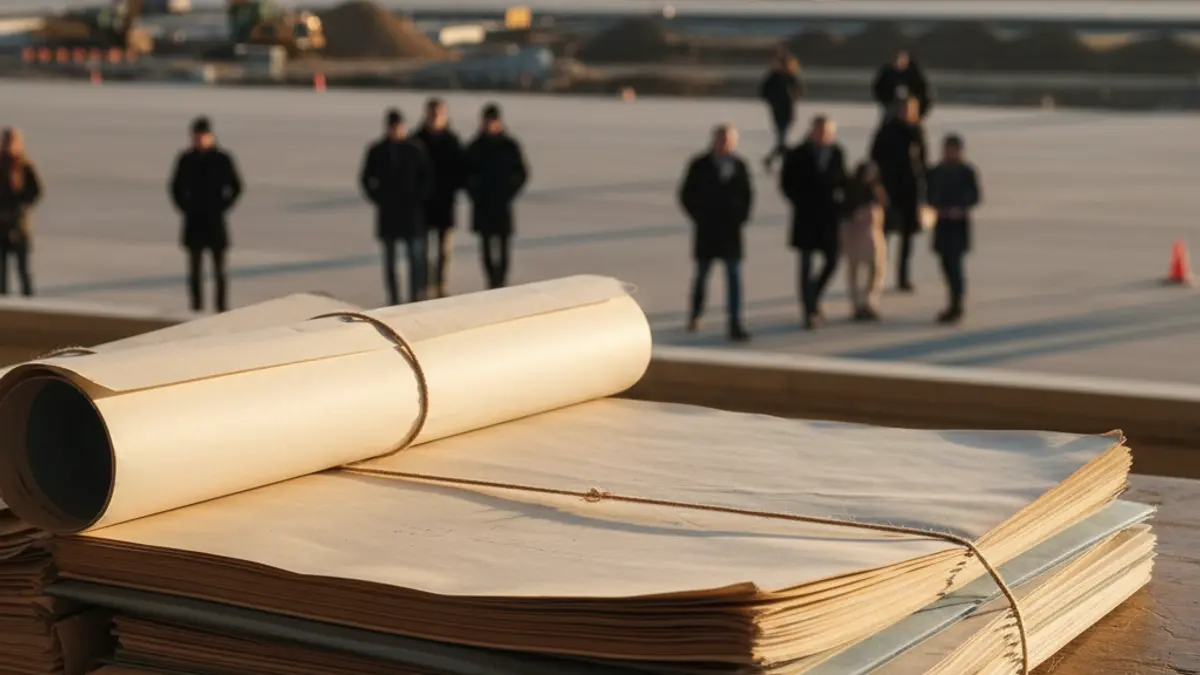 Official documents regarding an ERTE with an airport runway under construction in the background.