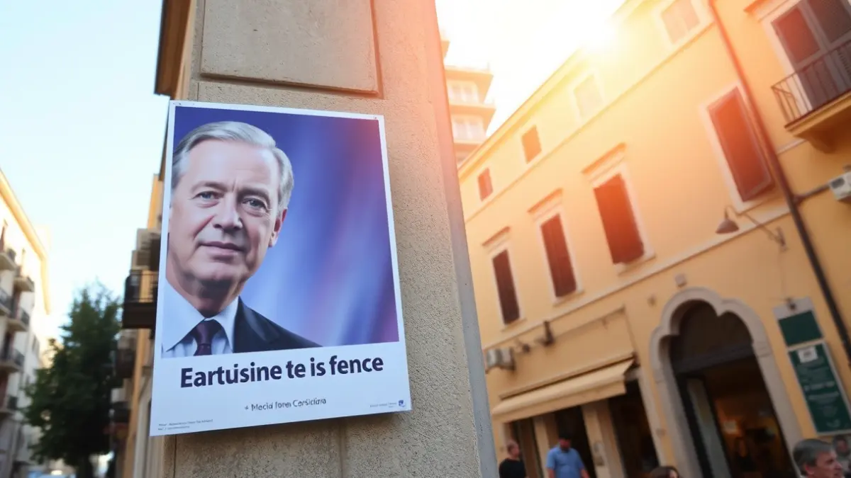 Electoral poster on a building facade in Malaga