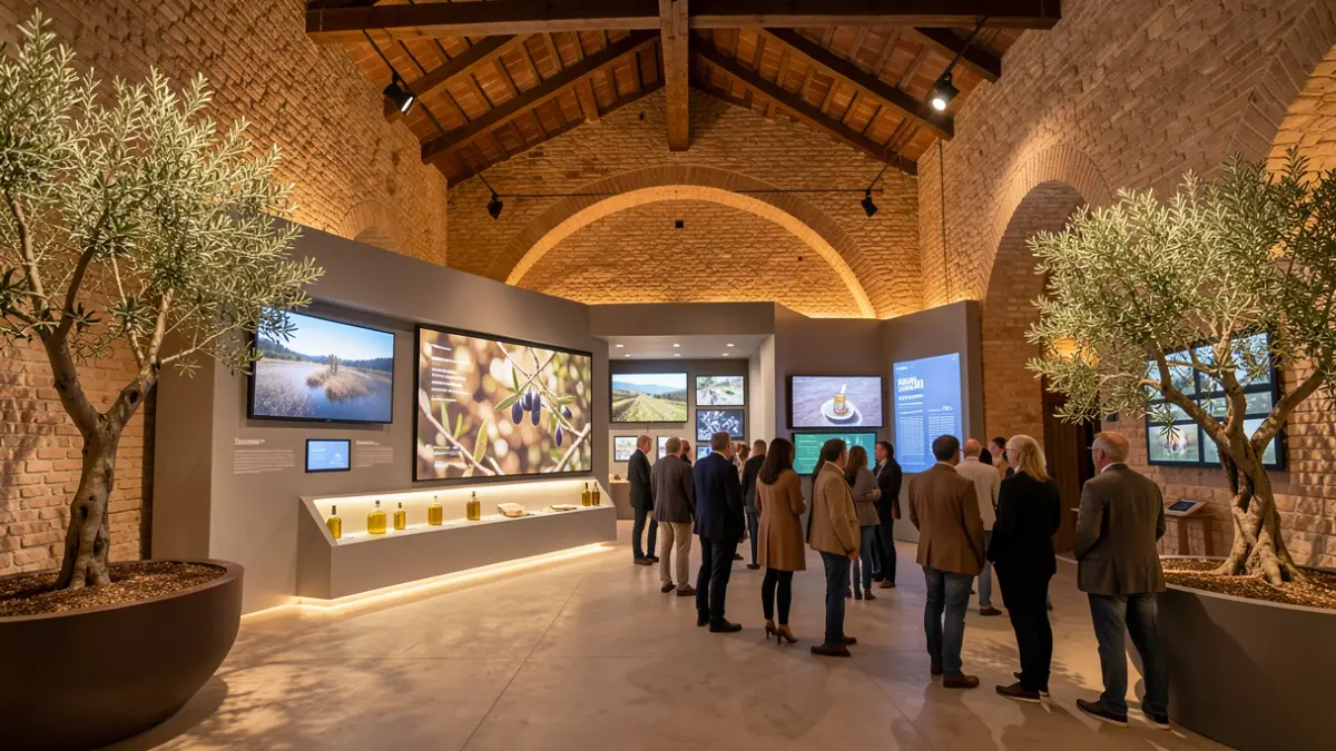 Espacio expositivo inmersivo en una almazara tradicional andaluza.