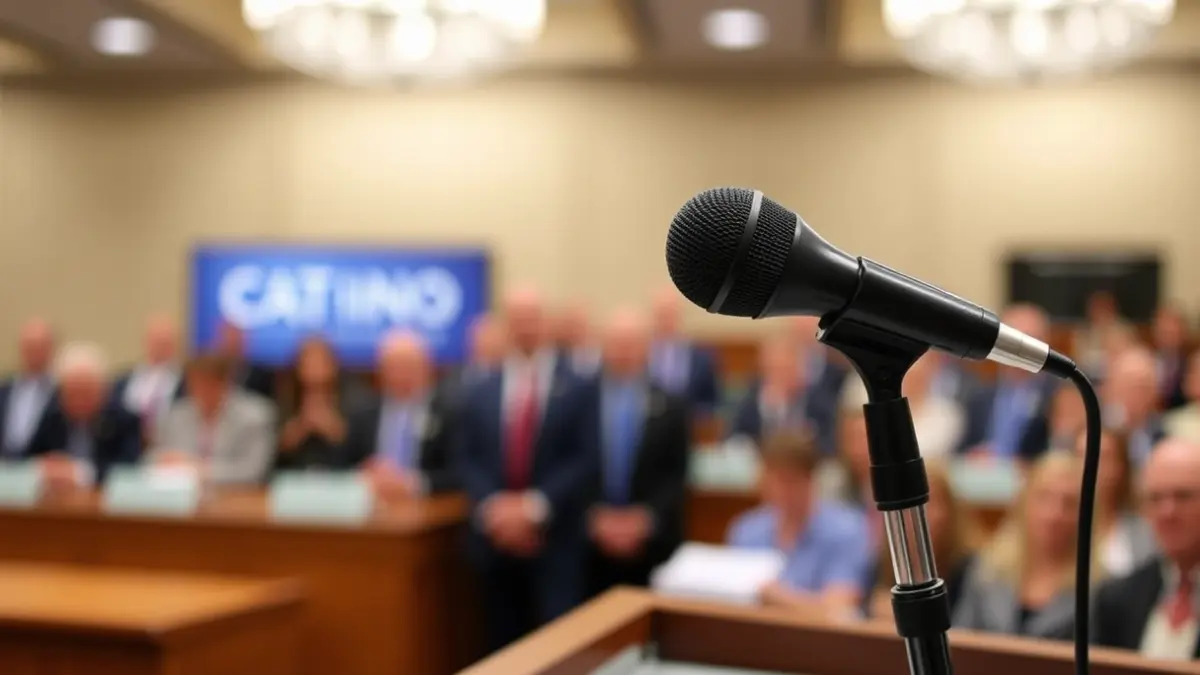 Generic image of a microphone on a podium during an institutional event.