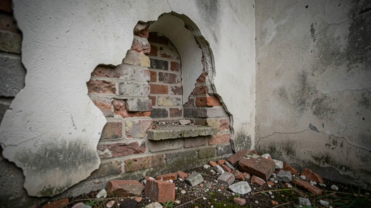 Imagen de nichos deteriorados en un cementerio.