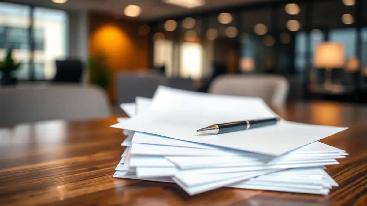 Generic image of official documents and a pen on a desk, symbolizing public employment opportunities.