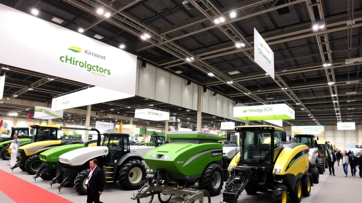Image of an agricultural machinery fair for the olive sector.
