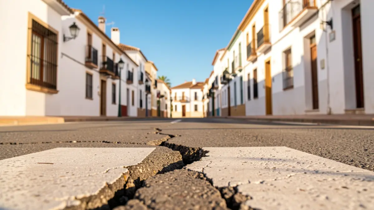 Grieta en un paso de peatones en la calle La Unión, entre Mijas y Fuengirola.
