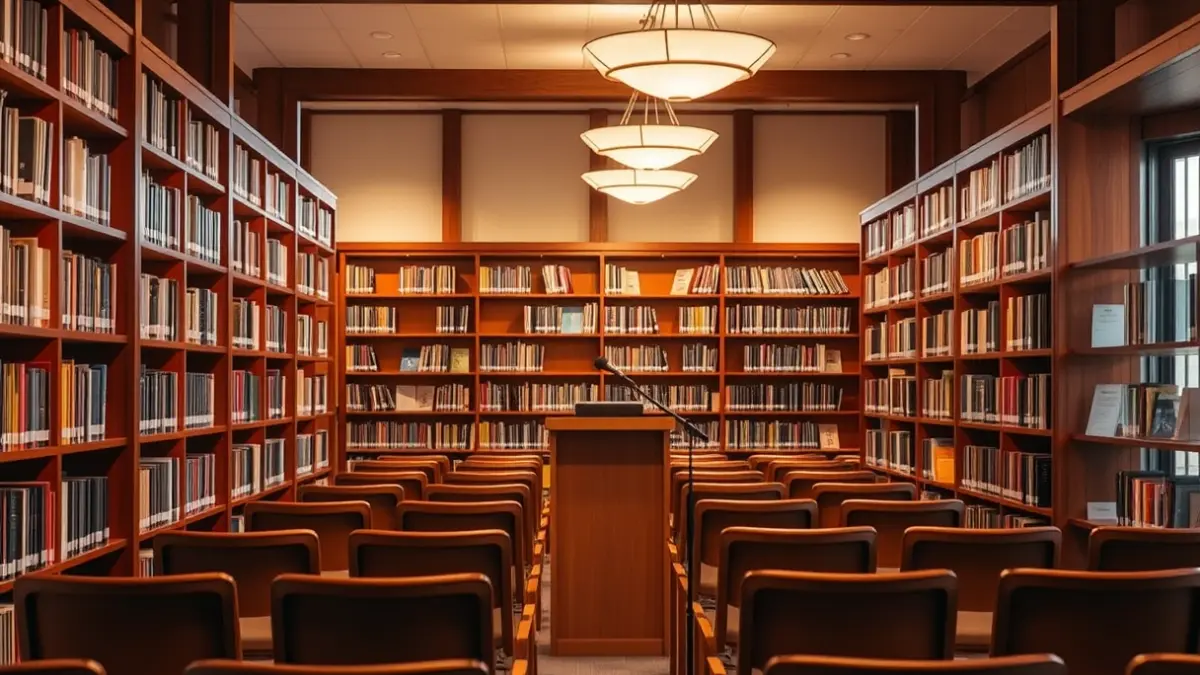 Generic image of a library or reading room with books and a cozy atmosphere.