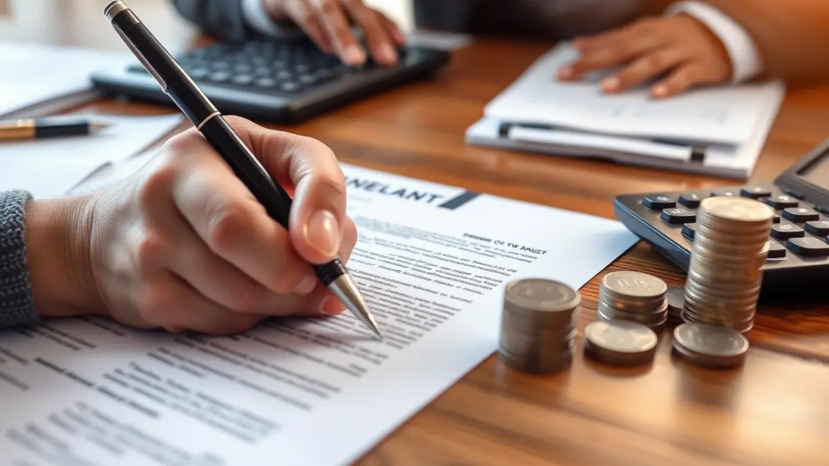 Generic image of financial documents and calculations.