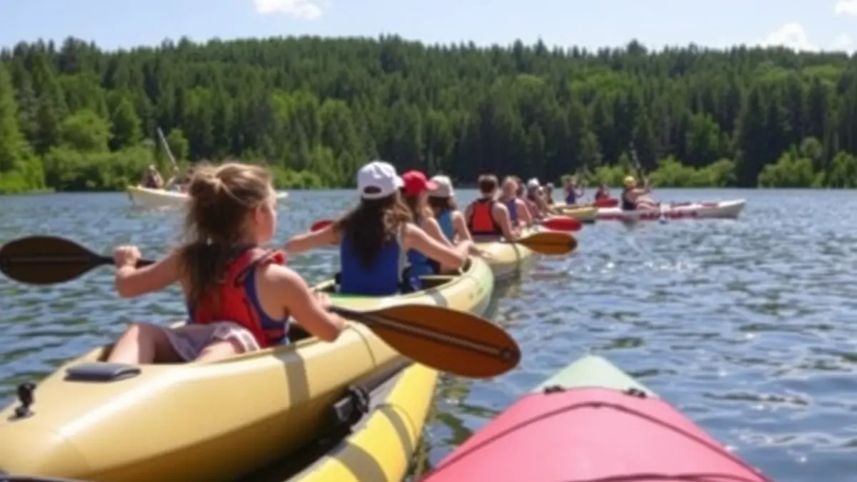 Generic image of children and young people doing adventure activities at a summer camp.