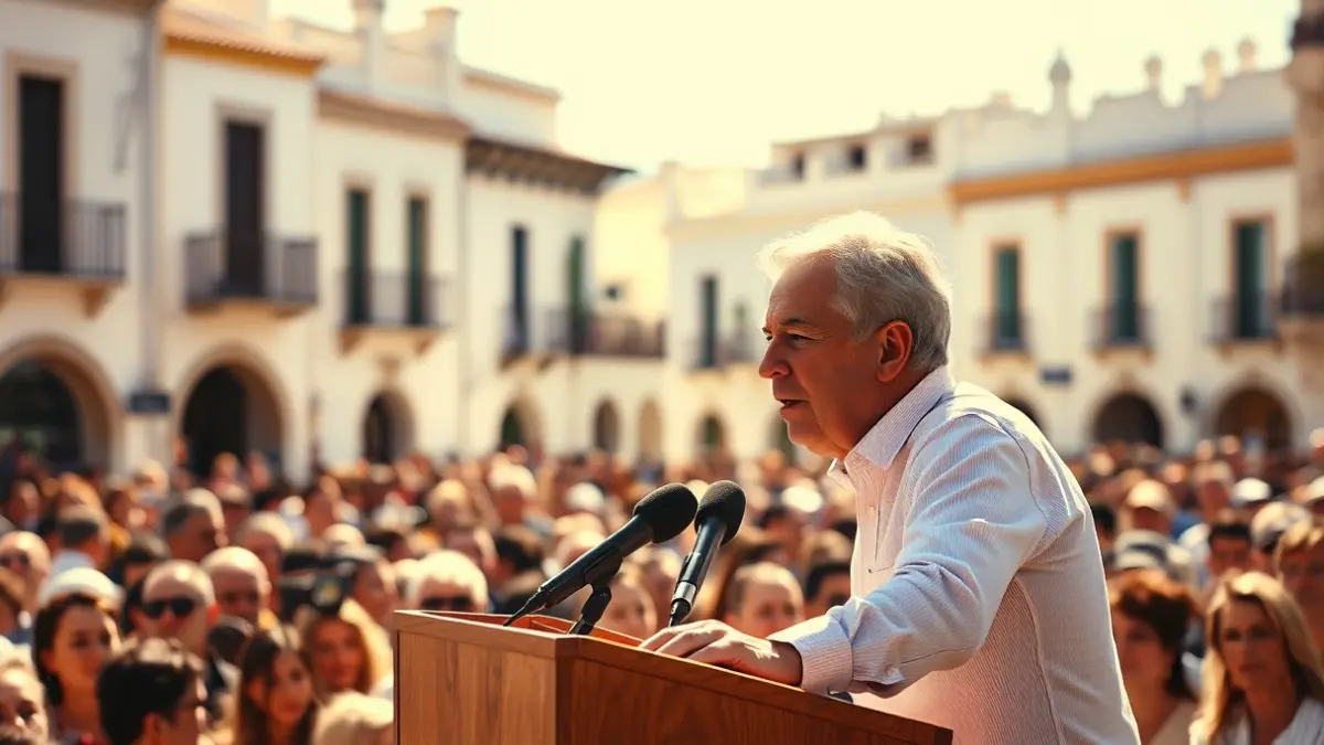 Imagen de un político en un acto de campaña en un pueblo andaluz.